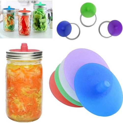 New 86MM Silicone Waterless Airlock Fermentation Lid With Metal Ring For Wide Mouth Mason Jar For Sauerkraut Fermented Kitchen