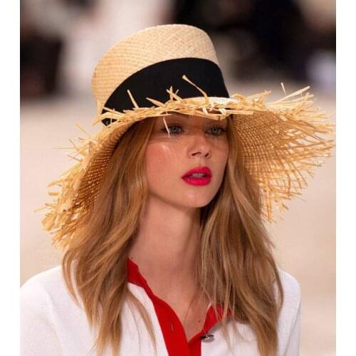 2020 New High Quality Summer Women Soft Raffia Sun Hats New Fashion Brand Show Straw Hat Handmade Wide Large Brim Beach Hat
