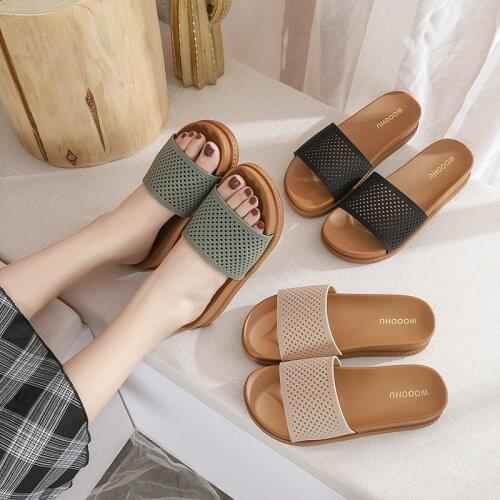 2021 nian New Roman Sandals Summer Womens Slippers-Korean-Style Flat Monitor Word Platform Slippers Womens