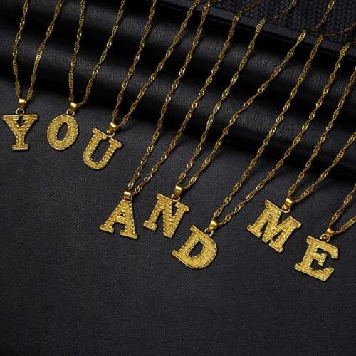 2021 Trend Gold Color Initial Letter Neckaces For Women Female Accessories Alphabet Pendant Clavicle Chain Birthday Jewelry