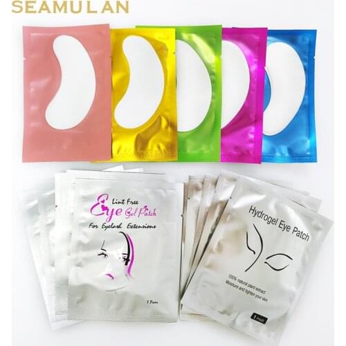 Seamulan 50 Pairs/Lots eye Patches for Eyelash Extension Under Eye Pads Paper Patches Pink Lint free Stickers for False Eyelashe
