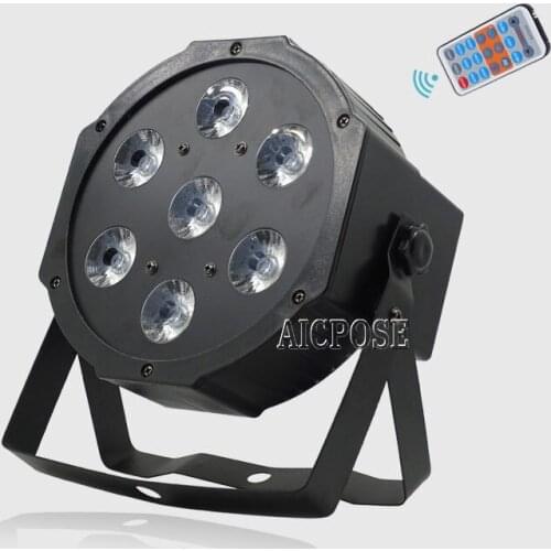LED Flat Par 7X18W RGBWA UV 6in1 Color Lighting Strobe DMX For Disco DJ Music Party Club Dance Floor Bar Darkening Stage Light
