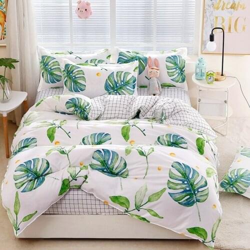 Yaapeet 3/4pcs Floral Dobby Bedding Set Solstice Plaid Bed Sheets Colorful Stripes Duvet Cover Luxury Soft Pretty Bedding Lines