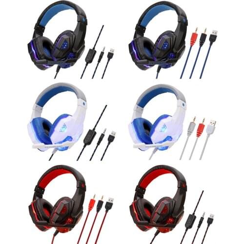 Professional Led Light Wired Gamer Headphones With Microphone For PS4 PS5 3.5mm Plugs Computer Bass Stereo PC Gaming Headset