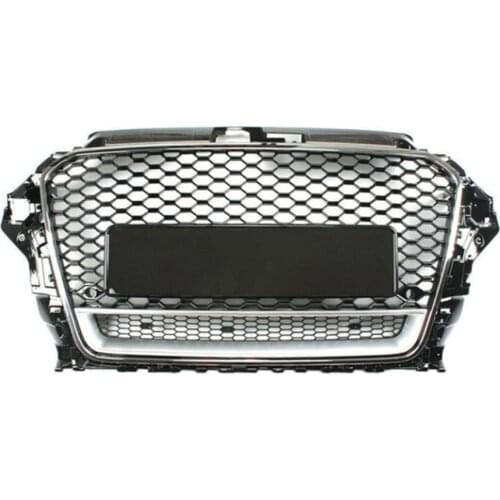 Honeycomb Grill Mesh Black And Silver for Audi A3/S3 8V 2014 2015 2016 RS3 Quattro Style Hex Mesh Front Bumper Hood Grille