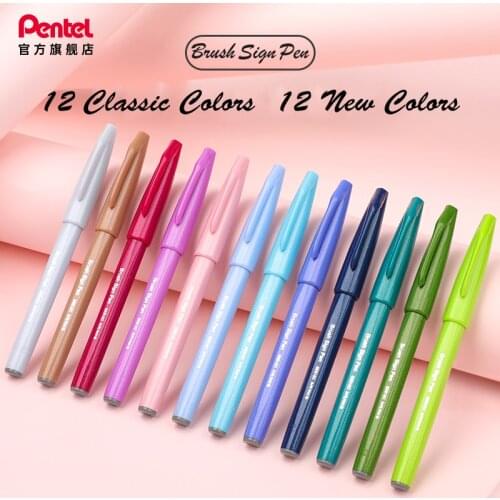 PENTEL TOUCH Brush Sign Pen SES15C Fine Tip Calligraphy Pen Writing Journal Brush Lettering Drawing Graffiti Japanese Stationery