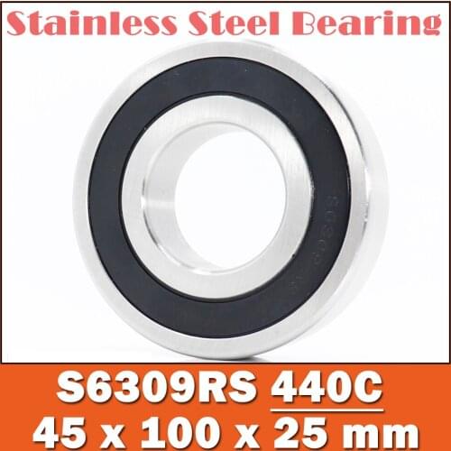 1PC S6309RS Bearing 45*100*25 mm ABEC-3 440C Stainless Steel S 6309RS Ball Bearings 6309 Stainless Steel Ball Bearing