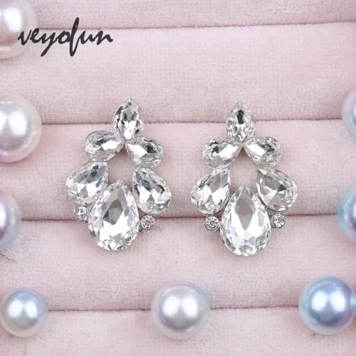 Veyofun Trendy Girl 11 Color Crystal Stud Earrings for Women Fashion Jewelry Gift Wholesale