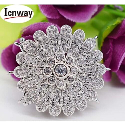 Rhinestone inlay Gold&silver Plated clasp 3cm For DIY bracelet necklace Free shipping wholesale