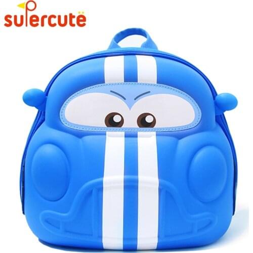 SUPERCUTE backpack for boys girls 3D cartoon Car Shape kids backpack fashion cute kids toy storage bag outdoors travel kids bag