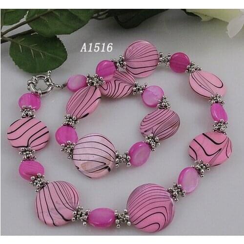 Unique Pearls jewellery Store,Tible Silver Pink Color Shell Necklace Magnet Clasp,Perfect Women Gift Jewelry