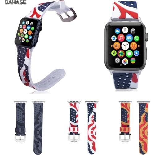 The American Flag Stars and Stripes Silicone Strap for Apple Watch Band 42/44mm 38/40mm Bracelet for iWatch 1 2 3 4 5 6 SE