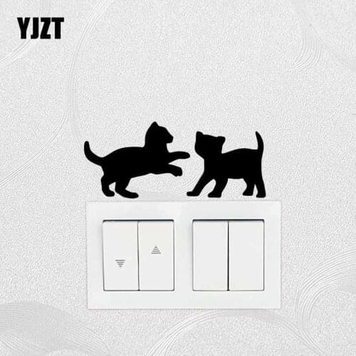YJZT Paly Cat Vinyl Decal Wall Switch Sticker Cartoon Animal Silhouette Living Room Decor 17SS-0674