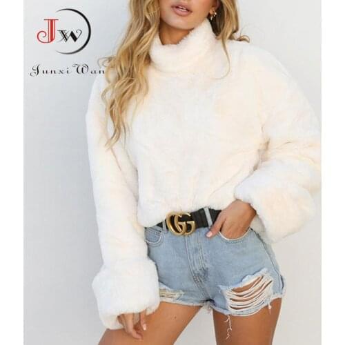 Hoodies Women Sweatshirt White Turtleneck Fleece Pullover pull femme Autumn Winter Coat Outwear Fashion Jacket Plus Size
