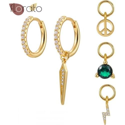 925 Sterling Silver Ear Buckle Two Hoop Earrings Four Pendants Can Be Replaced Exquisite Jewelry For Women Unique Birthday Gift