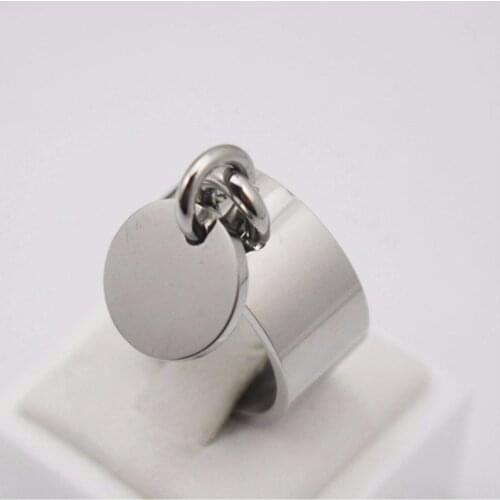 Women Fashion Jewelry Blank Tag Party Ring Silver Color Women Round Pendant Finger Ring Size 7 8 9 10 6 11