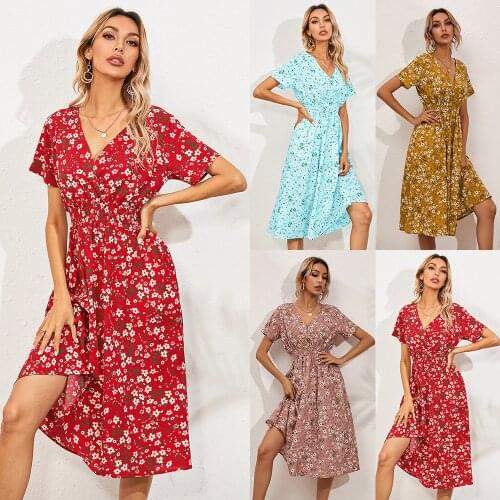Womens Summer Floral Print Short Sleeve Dress Skirt Suit For Formal Wear Blazer-With-Skirt-Set Mantelpakje Vrouwen Work Outfit