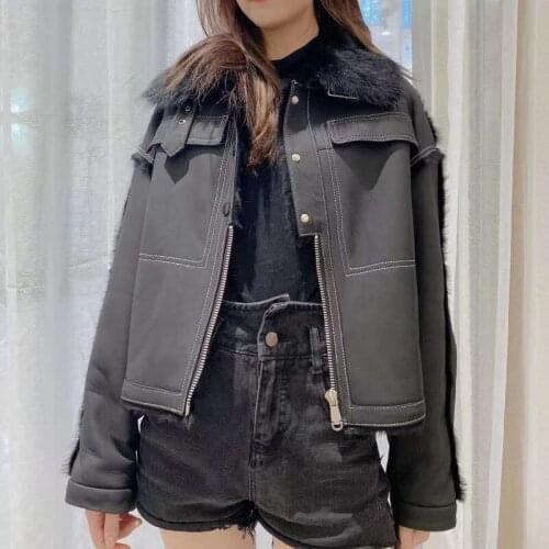 Winter Coat Women 2021 New Arrival Casual Style Short Clothes Natural Real Sheep Fur Jacket Warm Turn-Down Collar FN0071