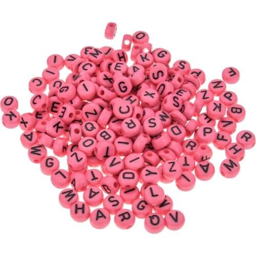 200/300PCS Acrylic Rose Red English Letters Beads Alphabet Acrylic Beads for Charms Bracelet Necklace For Jewelry Making DIY