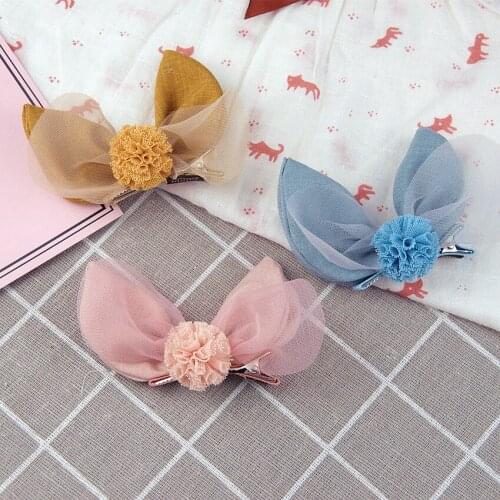 2018 South Korea New Pet Rabbit Ear Yarn hair ball hairpin Dog/children accessories 12pcs