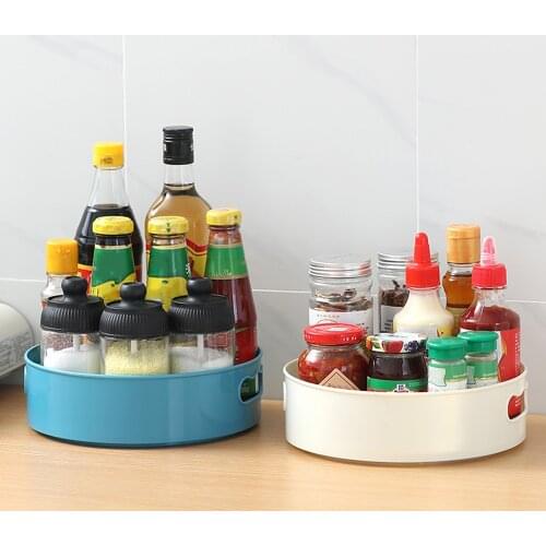 360° Rotating Organizer Box Multifunctional Turntable Storage Tray Kitchen Spice Jar Rack Pantry Cabinet Cosmetic Sundries Shelf