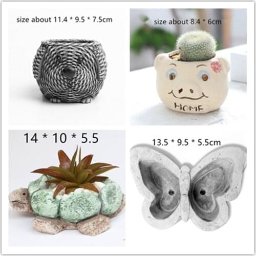 Animal Shape 3D Concrete planter pot silicone molds Garden Desktop Decorating flowerpot Vase Mold DIY Cement Mould
