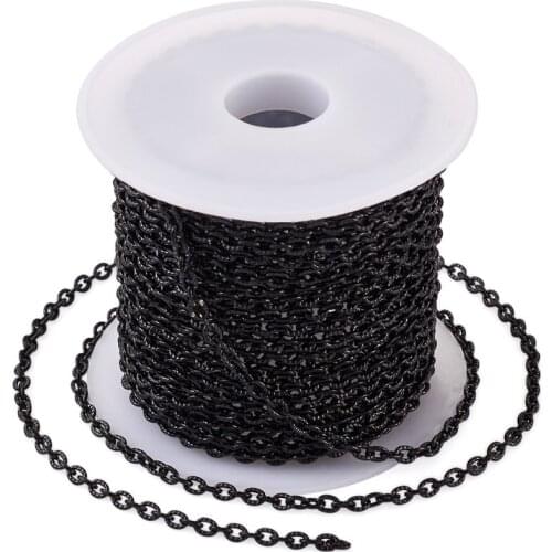 5m/roll Stainless Steel Textured Cable Chains Unwelded Oval Links DIY Necklace Bracelet Chains Handmade Jewelry Making Materials