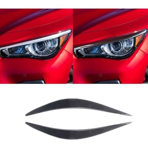 Car Headlight Eyelids Eyebrows Trimming Head Light Lamp Decoration Stickers for Infiniti Q50 Q60 2014-2019