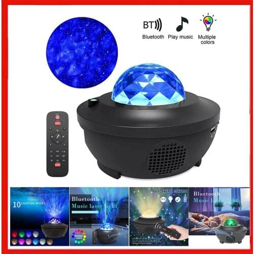 Colorful Starry Sky Galaxy Projector Blueteeth USB Voice Control Music Player LED Night Light USB Charging Projection Lamp Gift