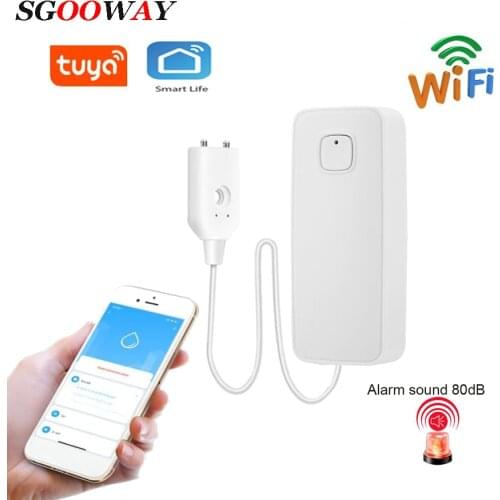 Sgooway Tuya Smart Wifi Water Leak Sensor Detector Alarm Compatible With Smart Life Valve 80dB Alarm Sound