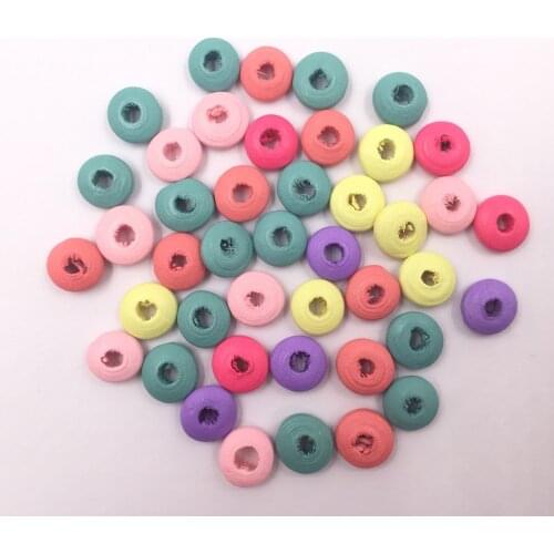 DIY Wood Flat Round Wheel Beads Lead-Free Loose Spacer Charms Handmade Jewelry Findings 5x10mm Mixed Color Kids Beads 100Pcs/Lot