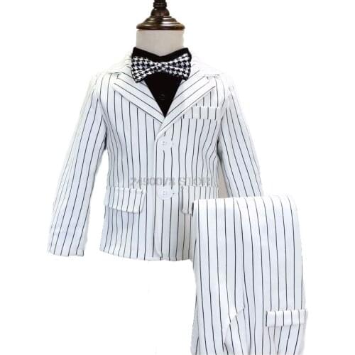 Flower Boys Wedding Tuxedo Suit Kids Formal Jacket Pants 2Pcs Clothing Set Children Prom Party Performance Dress Host Costume