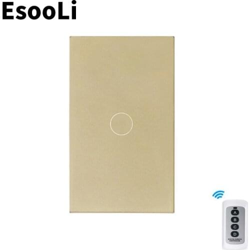 EsooLi Gold Remote Touch Switch US/AU Standard Smart Home for LED Bulb Wall Touch Switch 1/2/3 Gang 1 Way Crystal Glass