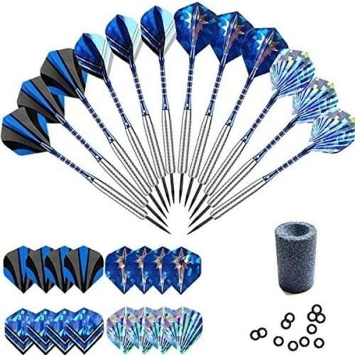 Fitness 22G 12 Pieces Dart +16 Pcs Tails Millstone Soft Tip Darts Bright Blue Aluminum Alloy Dart Needle Dartboard Dropshipping