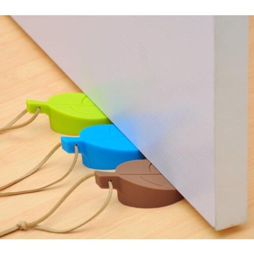 Leaves Shape Silicone Rubber Door Stop Door Block Children Anti-Folder Hand Hotel Security Door Card Hanging Door Stopper