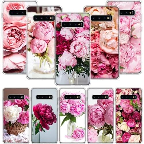 Elegant Pink Purple Peony Flower On the Vase Phone Case For Samsung Galaxy S10 S20 S21 S9 S8 S7 Note 10 20 9 8 FE J4 J6 Ultra Pl