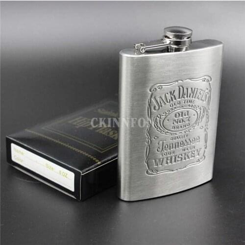 50Pcs/Lot 7oz Flask Portable Stainless Steel Flagon Wine Bottle Mini Pocket Flask Russian Outdoor Sports Flagon 12.5cm By 9.5cm