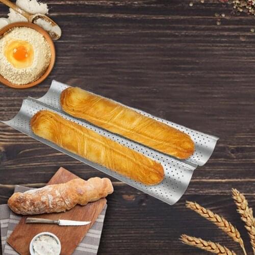2Groove French Bread Baking Mold Rectangular Non-Stick Form Metal Dish Wave Tray Practical Cake Loaf Baguette Pans Tools Home
