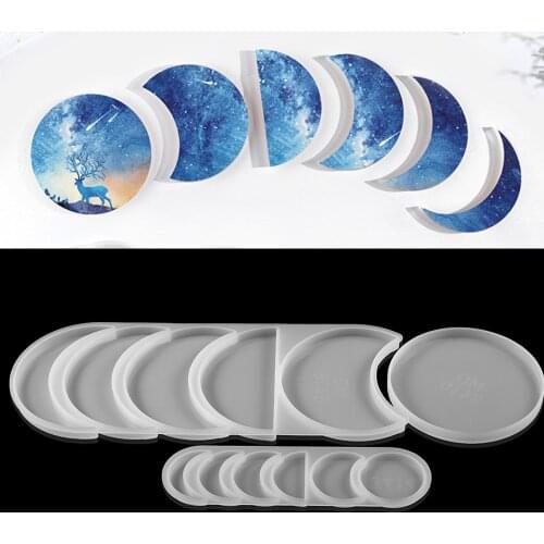Moon Sun Resin Mold Silicone Lunar Eclipse Epoxy Resin Mold For DIY Jewelry Making Findings Handmade Crystal Planet Pendant