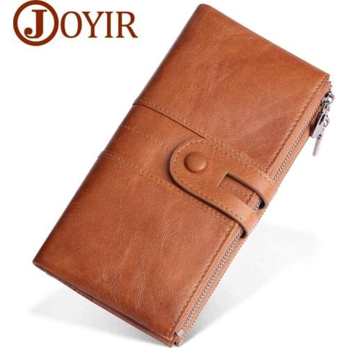 JOYIR Hot Sale Wallet Genuine Leather Men Rfid Wallets Male Card Holder Zipper Long Clutch Coin Purse New Design Unisex Wallet