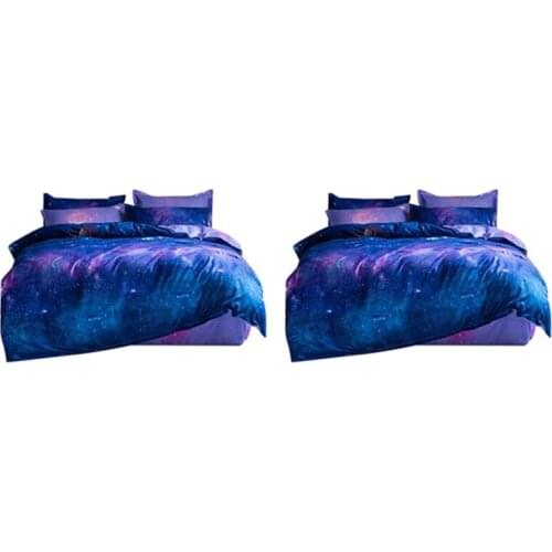 Duvet Cover & Pillowcase Set with Zipper Closure Starry Sky Printing Soft Aloe Cotton Comforter Cover Sets