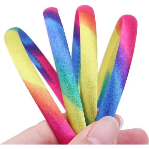 Korean Hair Accessories Rainbow Hairband Satin Headband Fashion Fabric Ribbon Cute Shining Headdress 10Pcs/Lot Girls Headbands