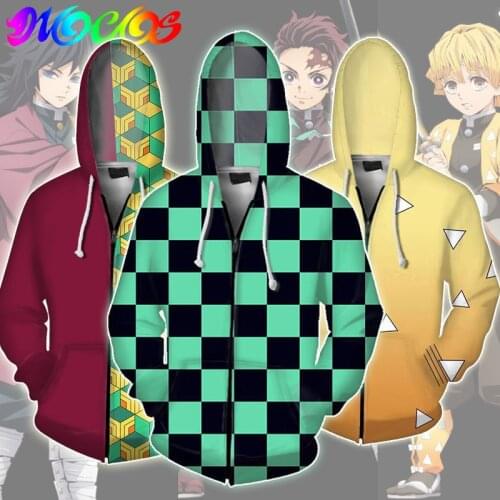 Demon Slayer Kimetsu no Yaiba Tanjirou Nezuko Zenitsu Tomioka Giyuu Cosplay Hoodie Costume Anime Jacket Coat for Halloween Party