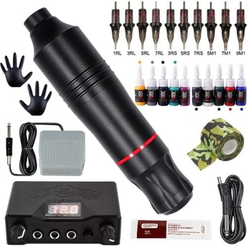 Professional Tattoo Machine Pen Kit Rotary Tattoo Pen With Cartridge Needles Permanent Makeup Tattoo Machine Set For Beginners