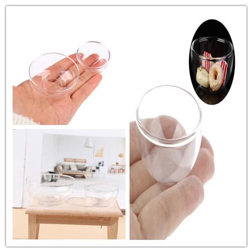 1:12 Miniature Glass Fruit Bowl Salad Bowl Dollhouse Kitchen Accessories DIY Toys for Baby