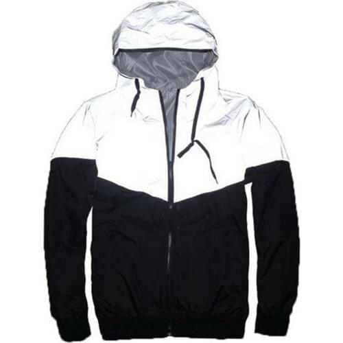 Men Women Autumn Reflective Jacket With Hood Harajuku Waterproof Windbreaker Sportswear Quilted Coats 2021 Korean Clothes