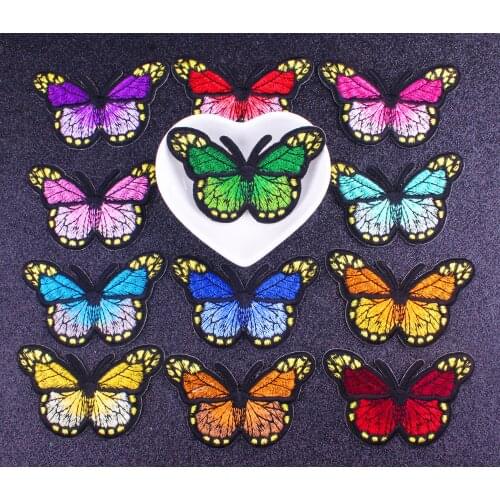 Butterfly Iron On Stickers For Clothes Accessories Cool Quality Art Lovely Colorful Fusible Patch Stripes On Clothes Embroidered