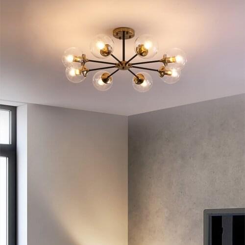 Nordic LED modern E27 transparent/smoky gray glass bulb ceiling light for kitchen living room dining bedroom ceiling light