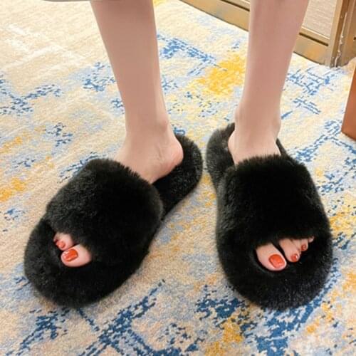 Rimocy 2021 New Winter Warm Plush Slippers Women Non-slip Cotton Waterproof Home Slides Woman Comfort Soft Sole Indoor Slippers