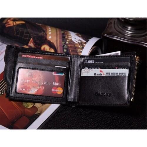 PU Leather Wallet For Man Bifold Business Short Black Coffee Walet Portefeuille Short ID Credit Card Holder Purses Pocket